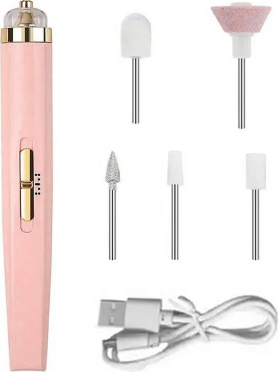 Aptel Poręczna FREZARKA do Paznokci + frezy różowa DA127