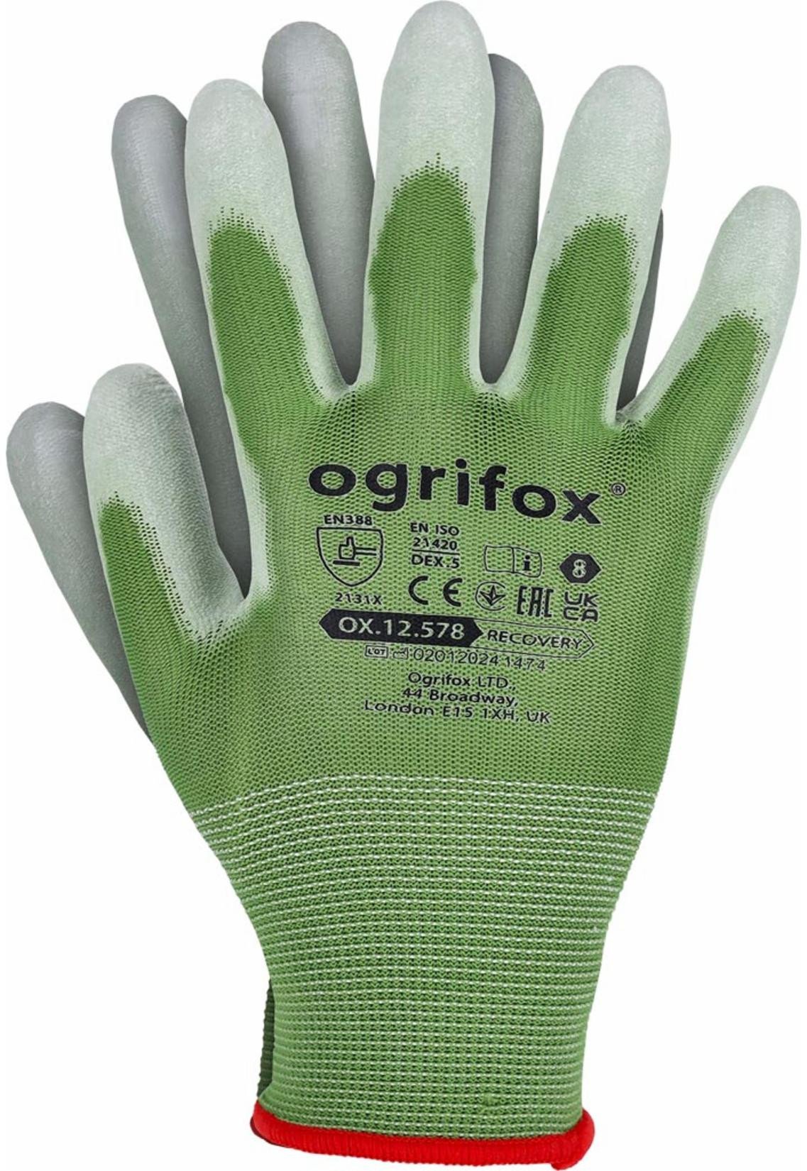 OX-RECOVERY - Rękawice ochronne 100% poliester wykonany z recyklingu (ścieg 6
