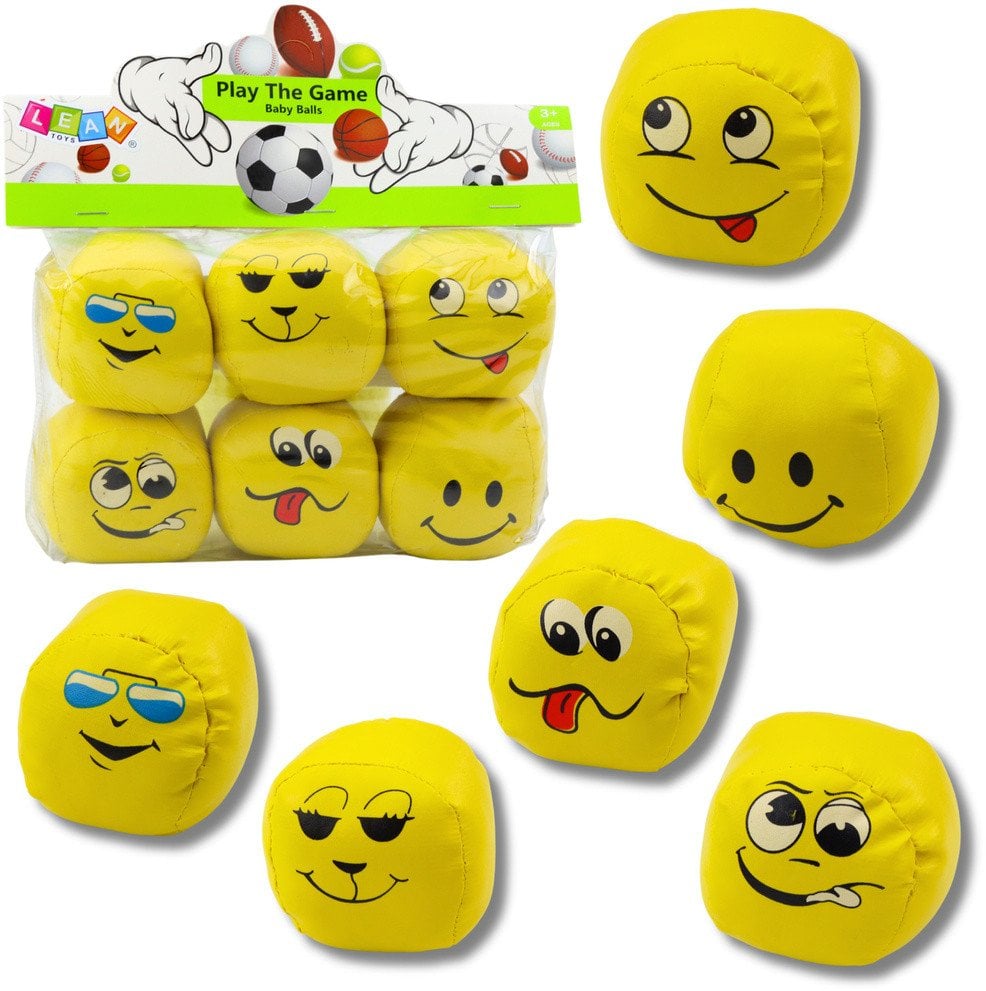 Miękkie Piłki Sportowe Emotki Żółte Zestaw 6szt 7cm