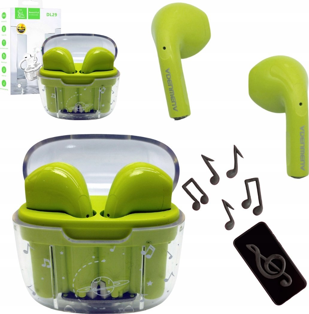 Słuchawki Vega SŁUCHAWKI BLUETOOTH DENMEN EARBUDS ZIELONE DL29 TWS>