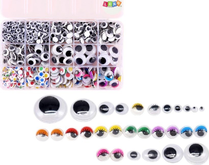 LeanToys Zestaw Oczek Samoprzylepnych Ruchome Kolorowe Organizer 750 szt.