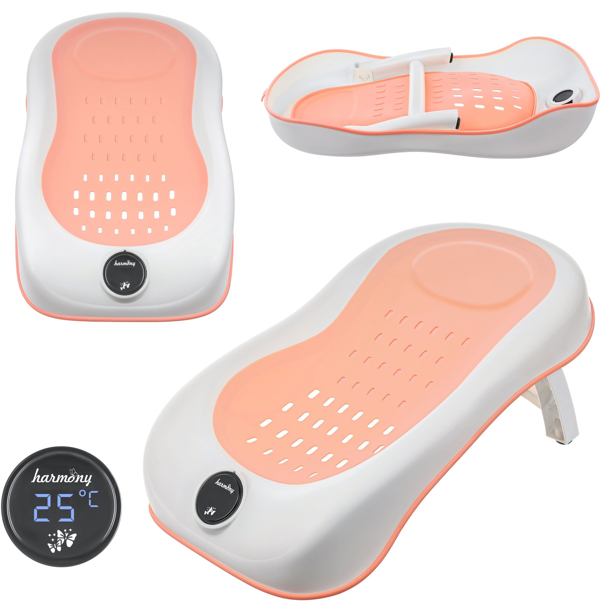 LEŻACZEK KĄPIELOWY Z TERMOMETREM HARMONY RÓŻOWY (4-3-18)