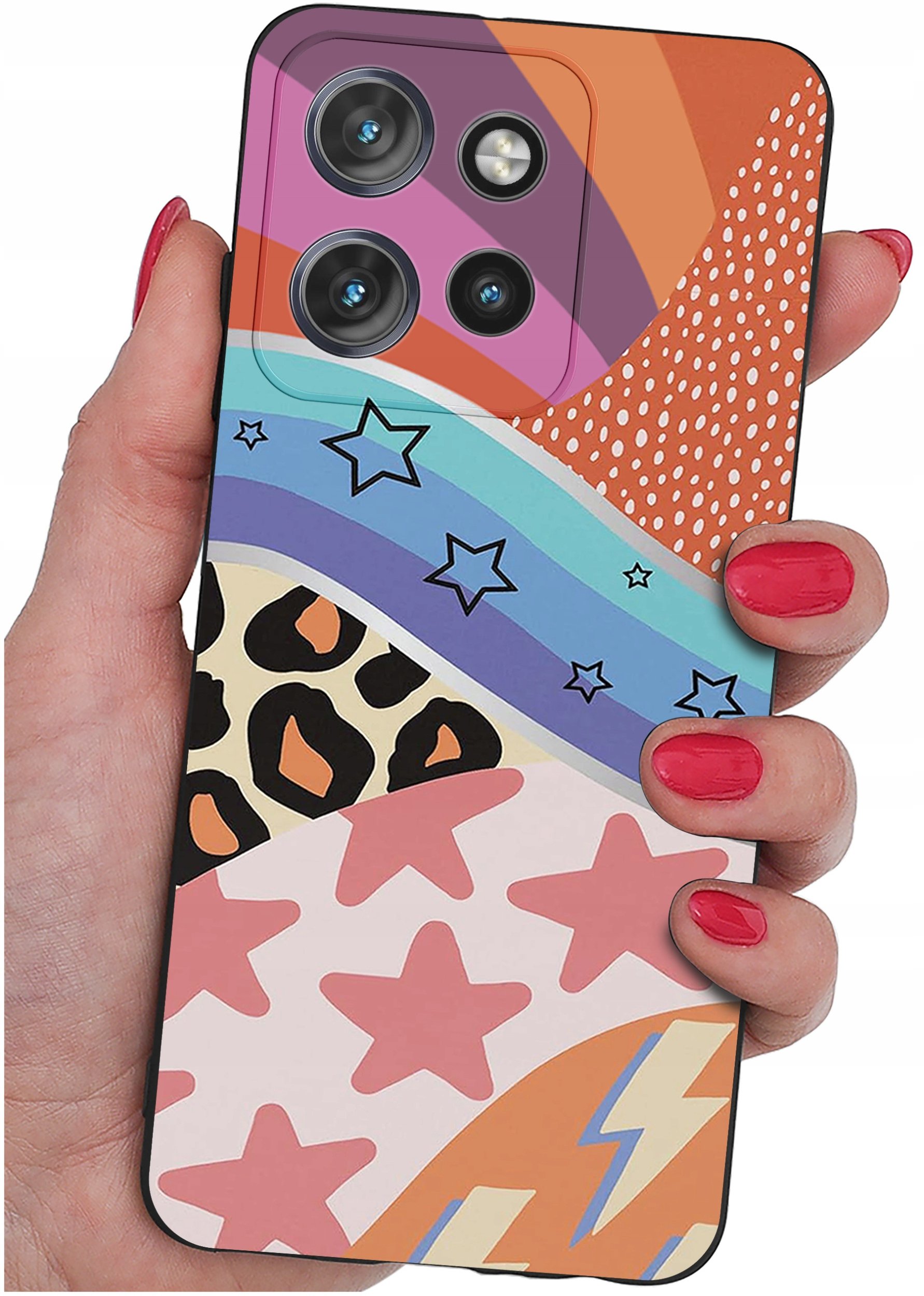 Etui do Motorola Moto EDGE 50 Neo WZORY |SILIKONOWE MATT CASE + SZKŁO 9H