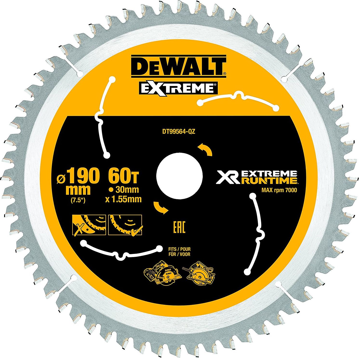Dewalt Piła tarczowa DT99564, 190mm / 30mm