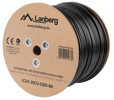 Lanberg Kabel instalacyjny UTP CAT.5E Żelowany 305m (LCU5-30CU-0305-BK)