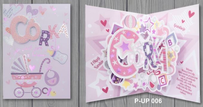 Panorama Kartki karnet Premium + koperta P-UP-006 Narodziny Córka Panorama