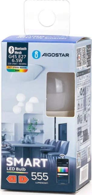 Aigostar Żarówka led bluetooth MESH G45 E27 6,5W, RGB+CCT Żarówka led bluetooth MESH G45 E27 6,5W, RGB+CCT