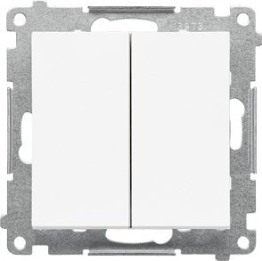 Kontakt-Simon Przycisk podwójny Kontakt-Simon 55 TP2.01/111 zwierny bez piktogramu moduł 10 AX, 250V~, szybkozłącza biały mat