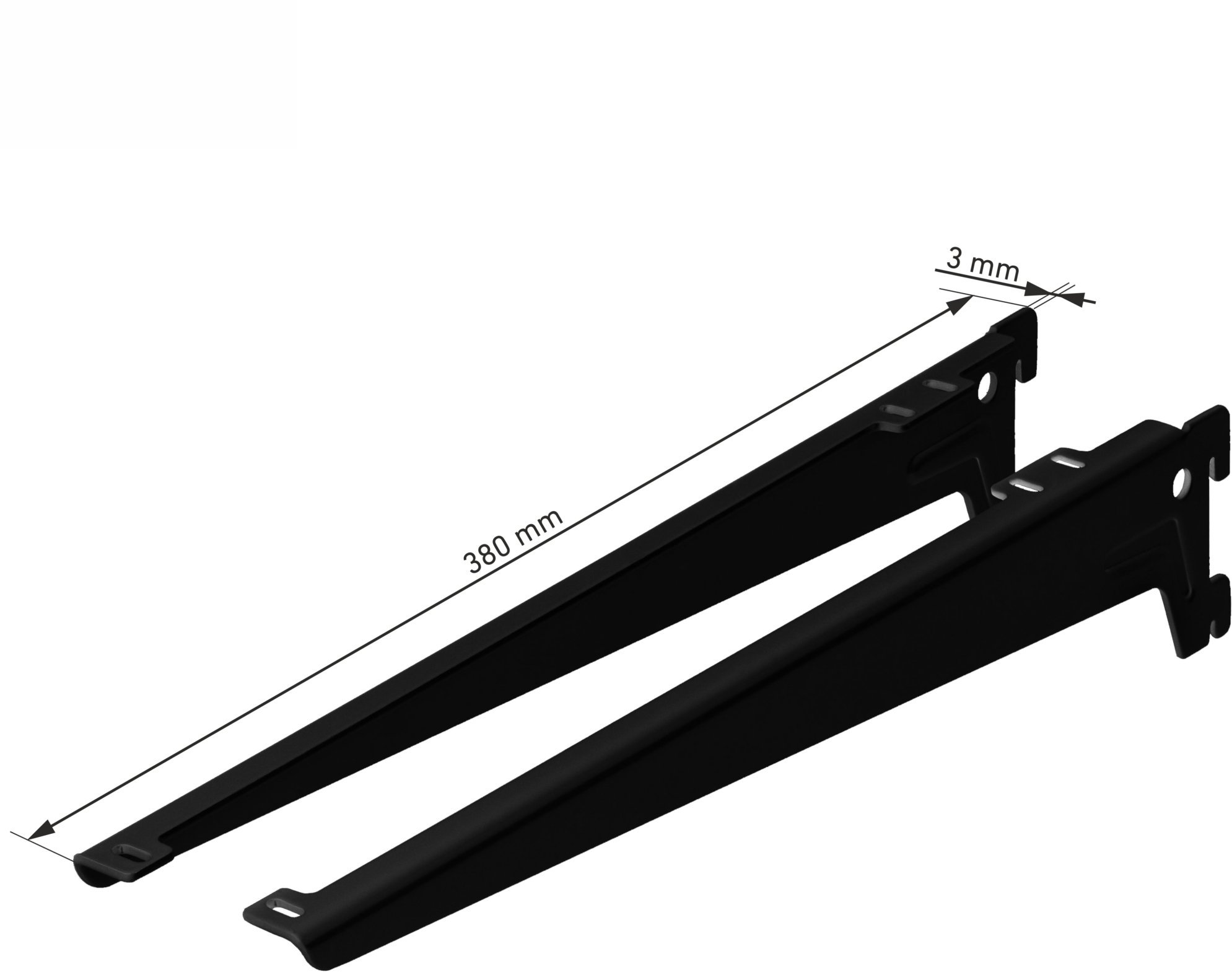 1 PAIR BRACKET ANGLE 380 MM BLACK