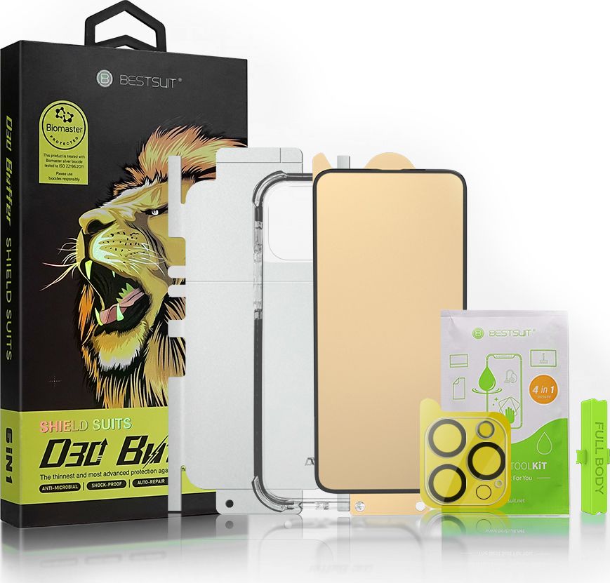 Bestsuit Bestsuit 6w1 zestaw do iPhone 13 etui / szkło hartowane flexi / folia na tył / szkło na aparat / ściereczki / aplikator (D30 Buffer)