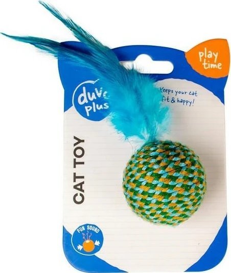 Duvo+ Duvo+ Zabawka dla Kota Piłka z Piórkiem Zielona