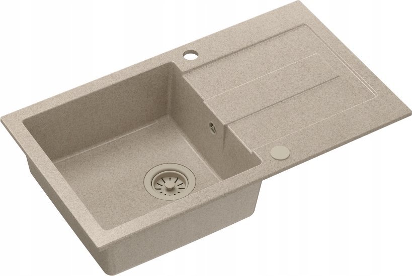 Zlewozmywak GraniteQ CHRISTIAN 111 zlewozmywak granitowy beżowy (78x45x18,5) z zaślepką i odpływem beżowym (komora 37x38 cm)