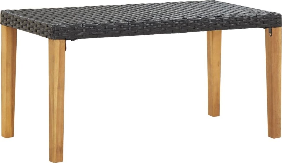 vidaXL Ławka ogrodowa 120 cm czarna polirattan i drewno akacjowe