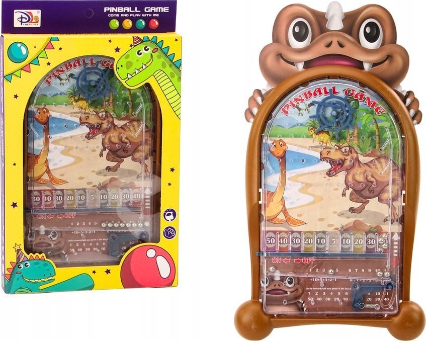 LeanToys Gra Zręcznościowa Pinball Dinozaury Stojak Brązowy