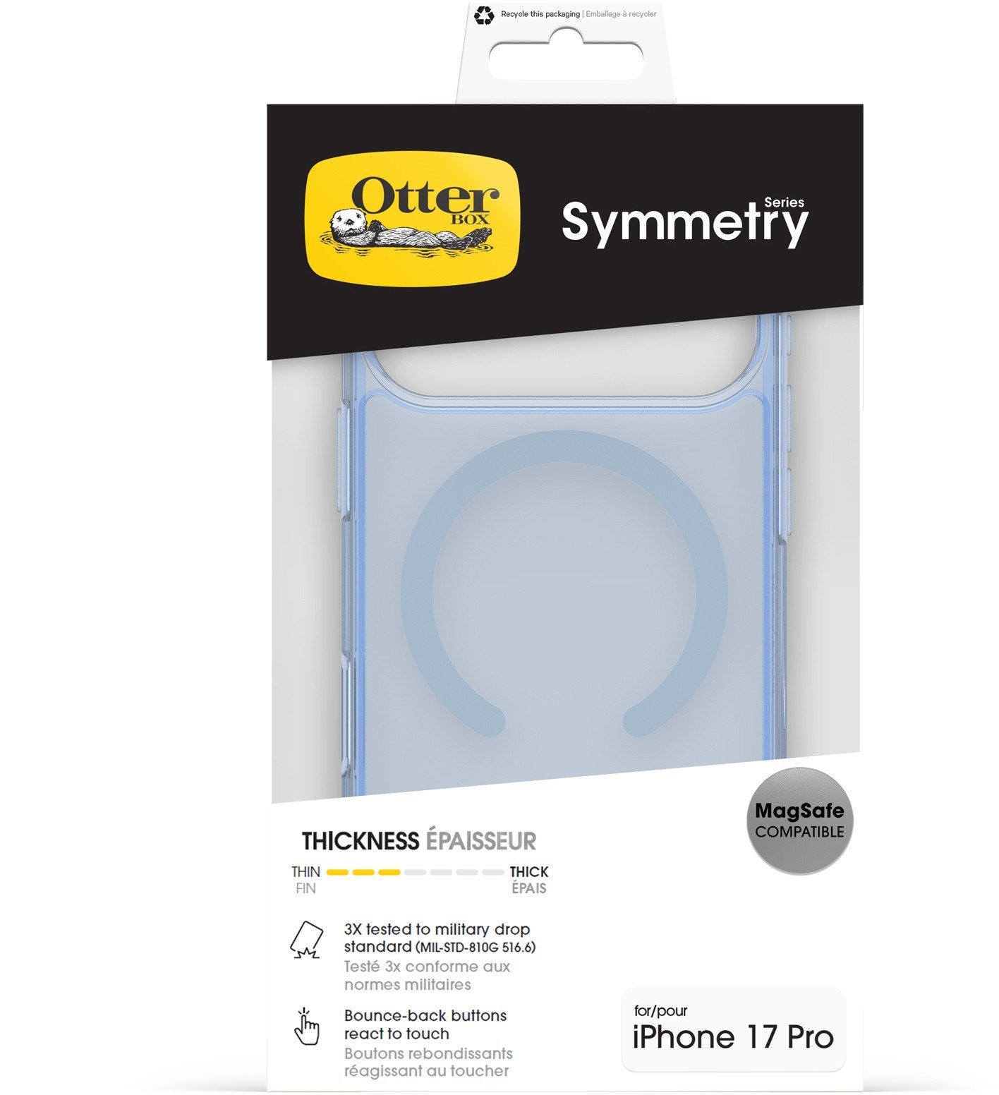 OtterBox Symmetry Clear MagSafe Cam Control iPhone 17 Pro blue