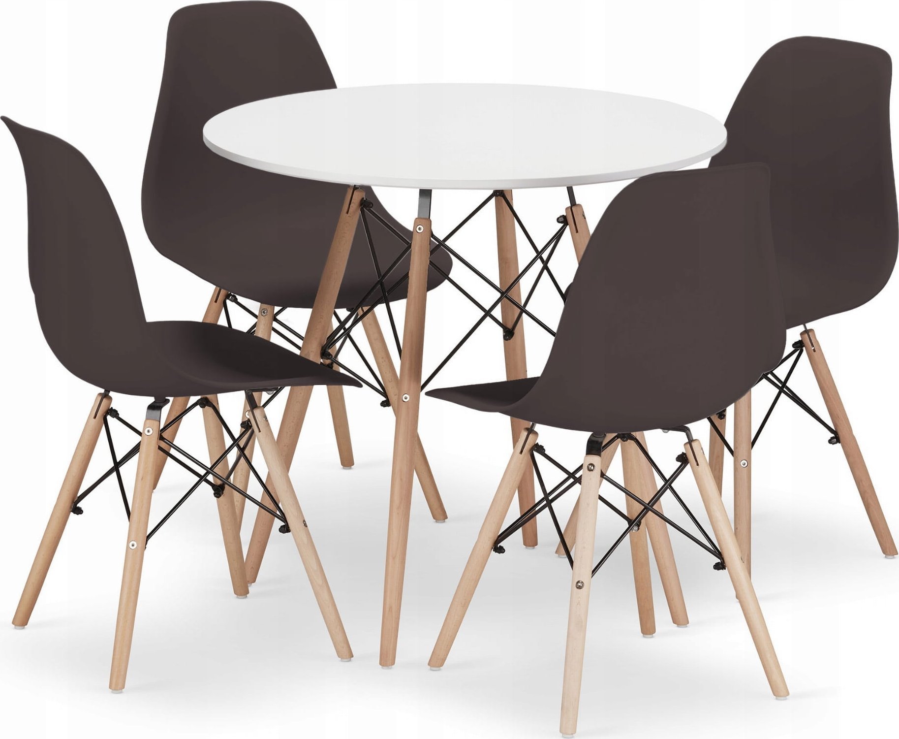 Leobert Zestaw stół okrągły TODI 80 biały + 4 krzesła OSAKA kawowe