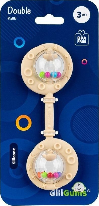 Grzechotka podwójna beżowa