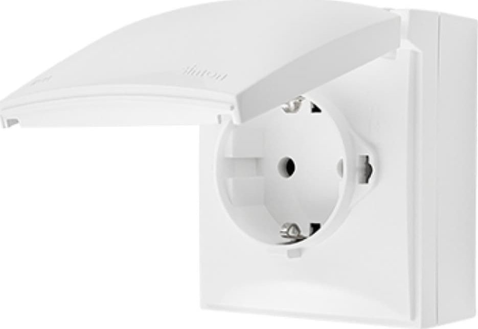 Kontakt-Simon Simon Aquaclick Gniazdo IP44, Schuko, pojedyncze, szybkozłącza, klapka w kolorze biały ACGSZ1C/11