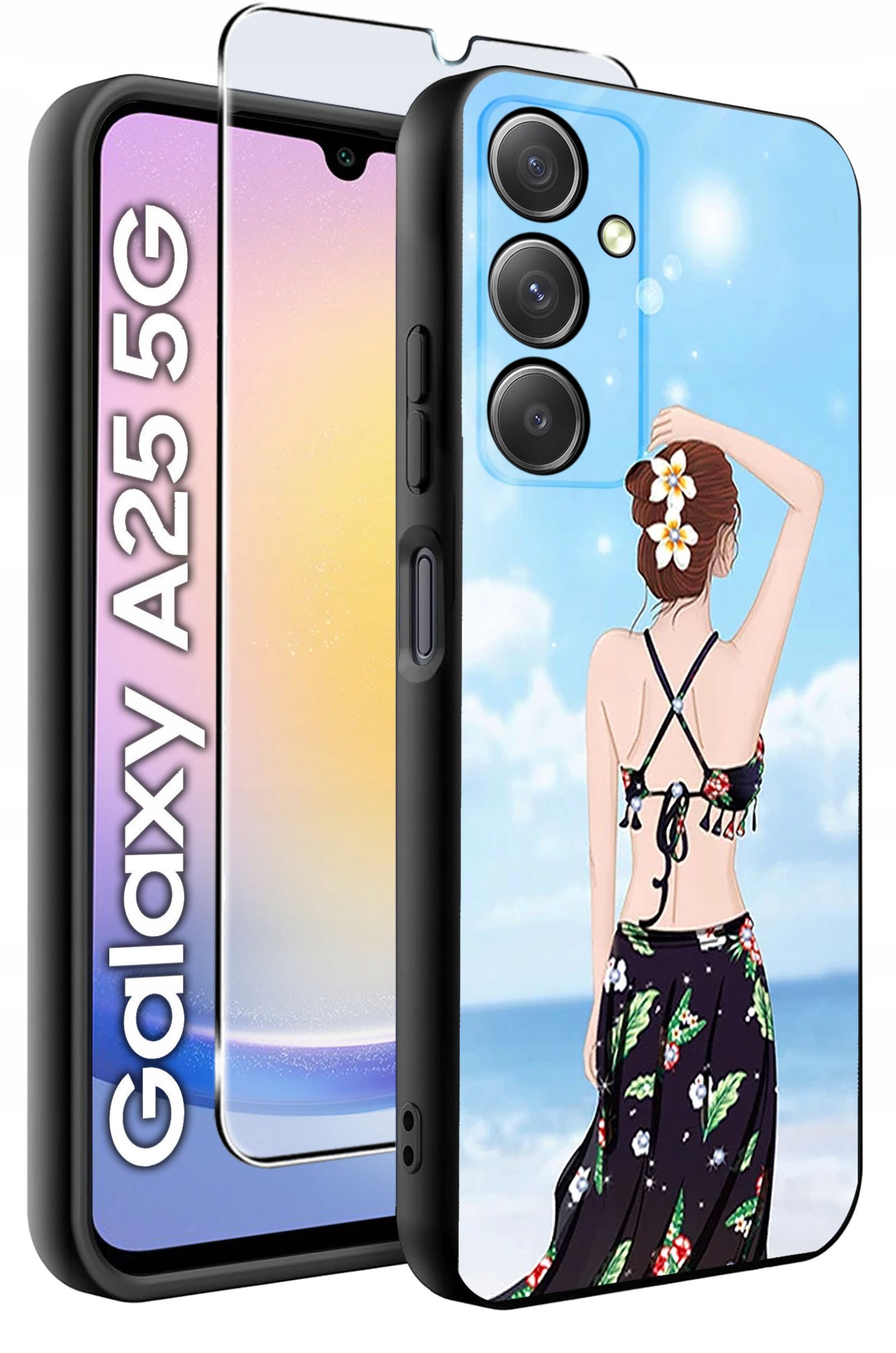 ETUI do Samsung A25 5G WZORY | SILIKONOWE MATT CASE + SZKŁO HARTOWANE 9H