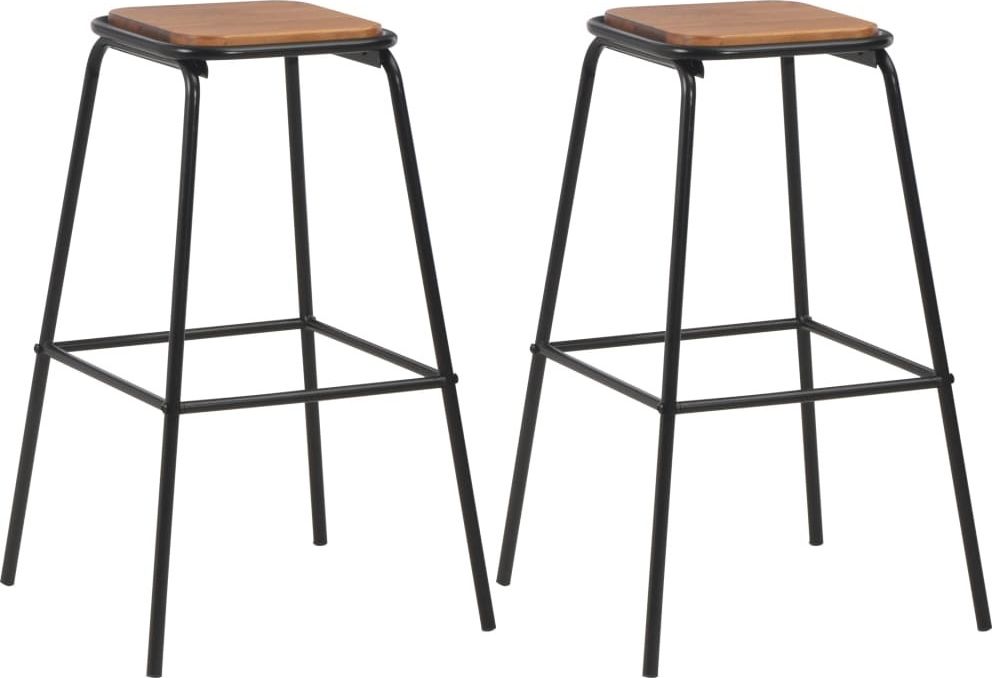 vidaXL Stołki barowe, 2 szt., czarne, lite drewno sosnowe i stal
