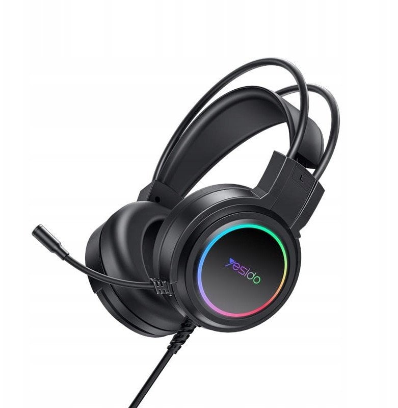 Słuchawki Defender yesido Słuchawki Gaming EK05 RGB USB + Mikrofon, Czarny / CZARNY