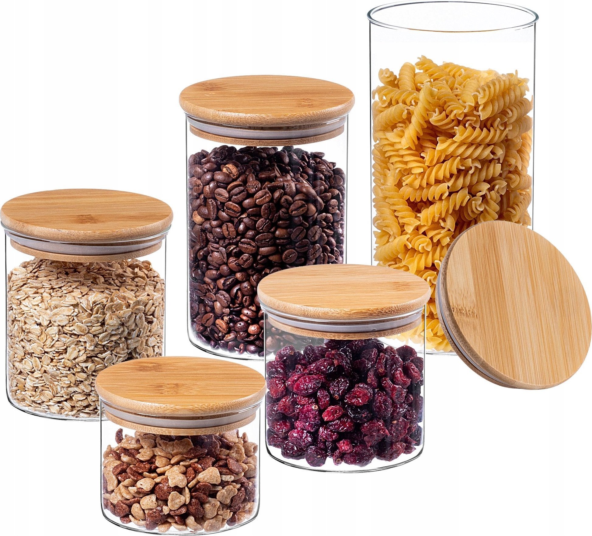 Kadax 5x KADAX Pojemniki Na Żywność Szklane Słoiki Makaron Z Pokrywką Zestaw
