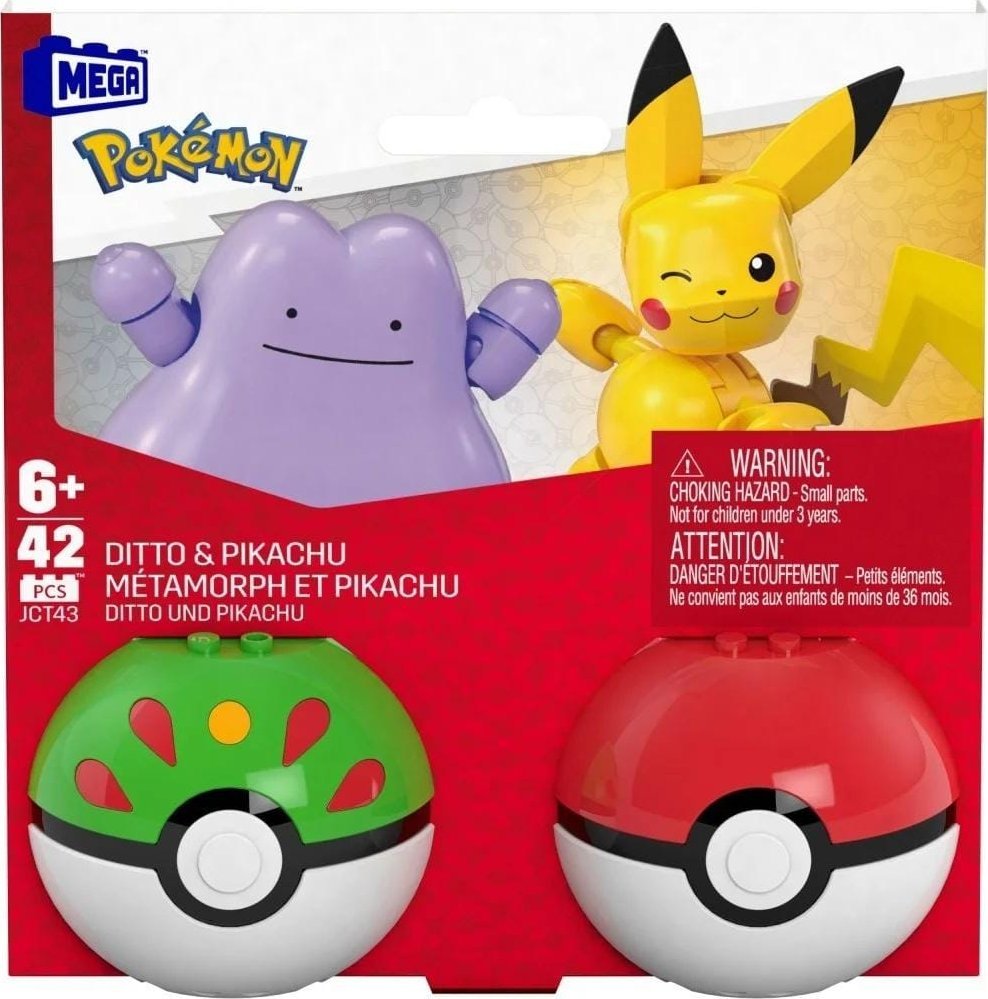 MEGA Pokemon Poke Ball Ditto i Pikachu klocki 42el JCT43 MATTEL