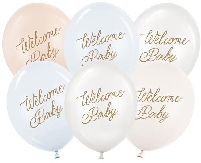 Balony Welcome Baby mix niebieski 30cm 50szt
