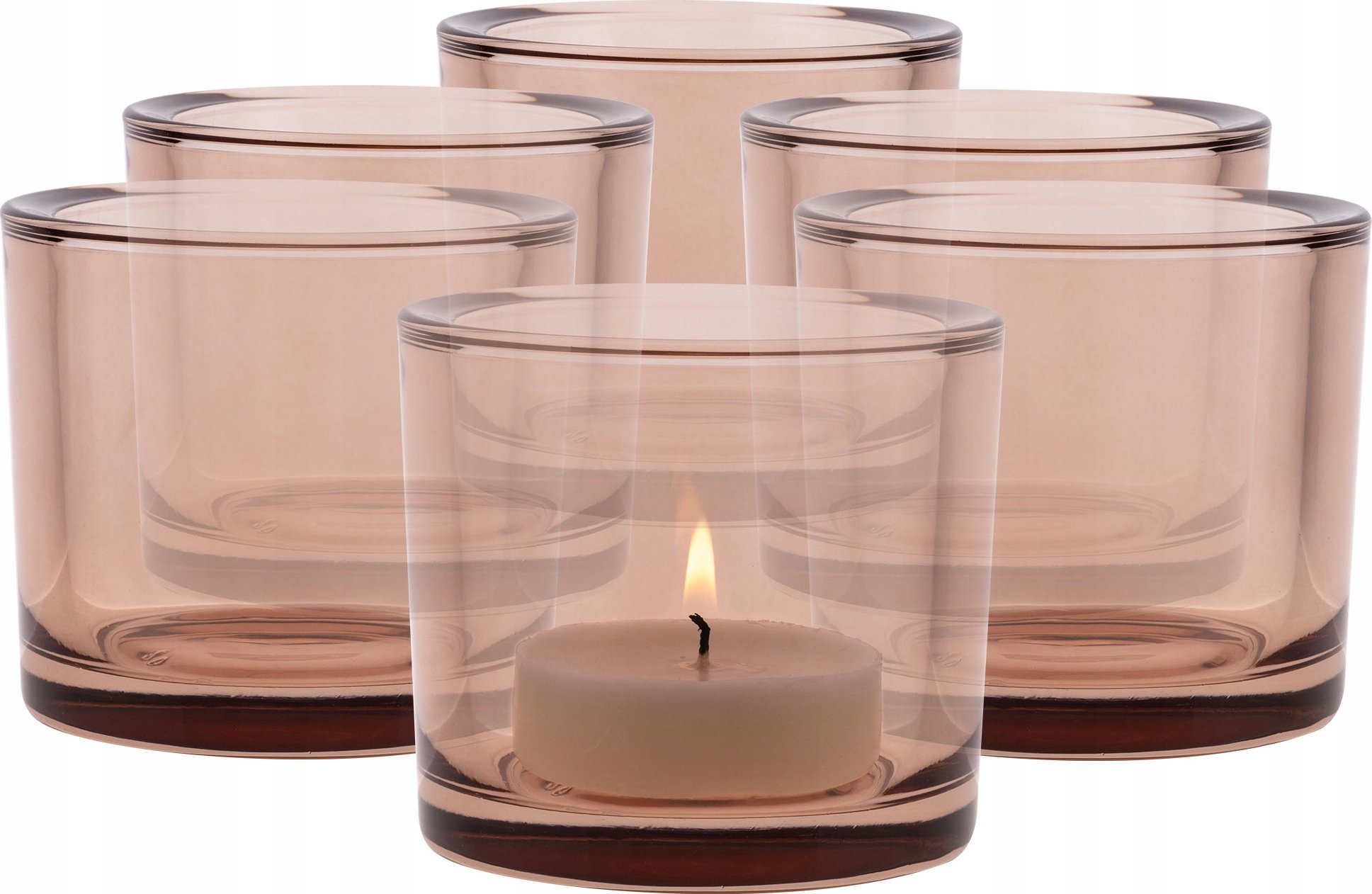 Trend Glass Pojemniki na świeczki i tealighty różowe 6x 8 cm Luna