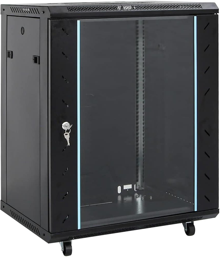 vidaXL Szafa sieciowa z przechowywaniem Czarny 60 x 60 x 80 cm Stal