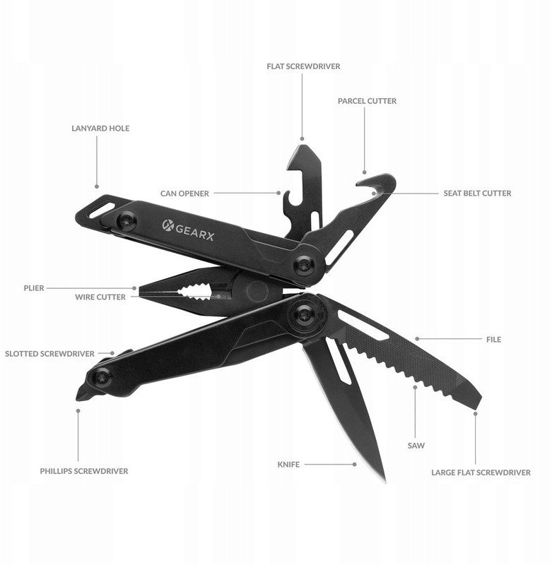 Narzędzie wielofunkcyjne Gear X / 13 funkcji / czarne
