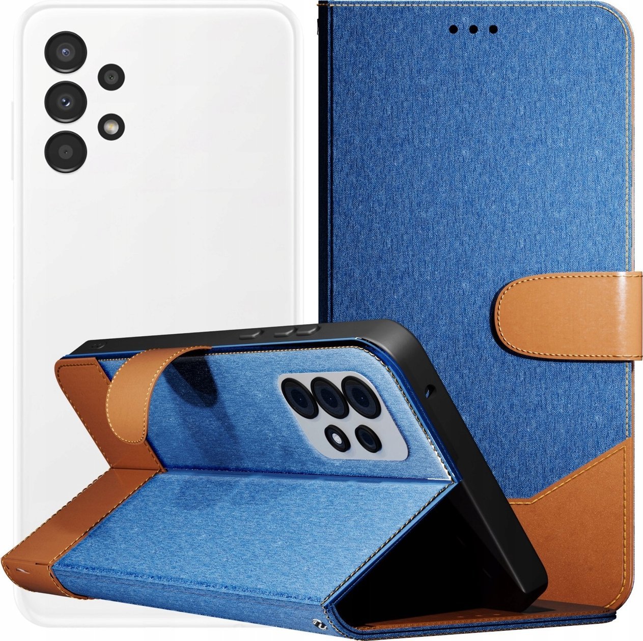 Hello Case Etui z Klapką Do Samsung Galaxy A13 4G (Jeans, Skórzane, Kabura) Szkło 9H