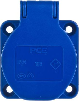 PCE Gniazdo tablicowe 10/16A 2P+Z SCHUKO 230V niebieskie IP54 105-0bs