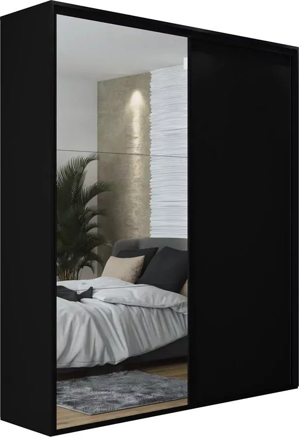 Elior Czarna szafa przesuwna z lustrem - Savona 3X