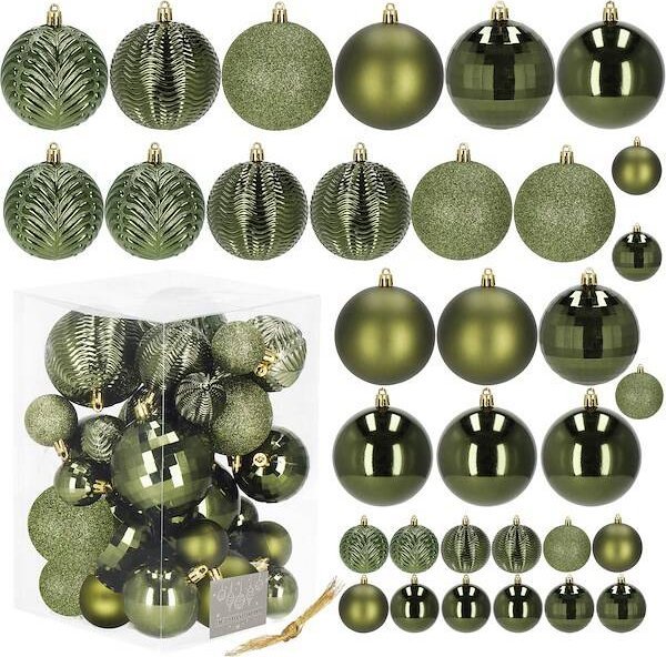 Springos Bombki choinkowe 33 szt. ozdoby świąteczne 8/6/4cm zielone UNIWERSALNY