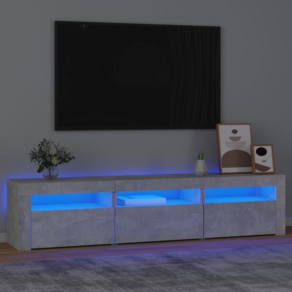 vidaXL Szafka pod TV z oświetleniem LED, szarość betonu, 180x35x40 cm