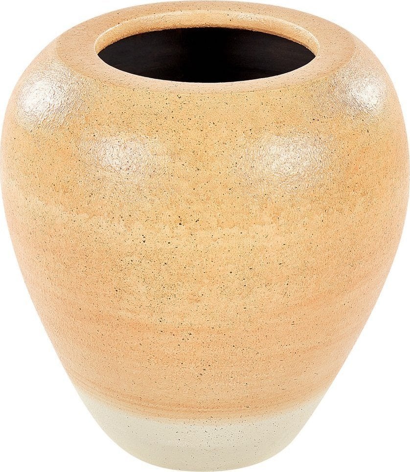Beliani Wazon dekoracyjny z terakoty 34 cm pomarańczowo-beżowy SKIONE