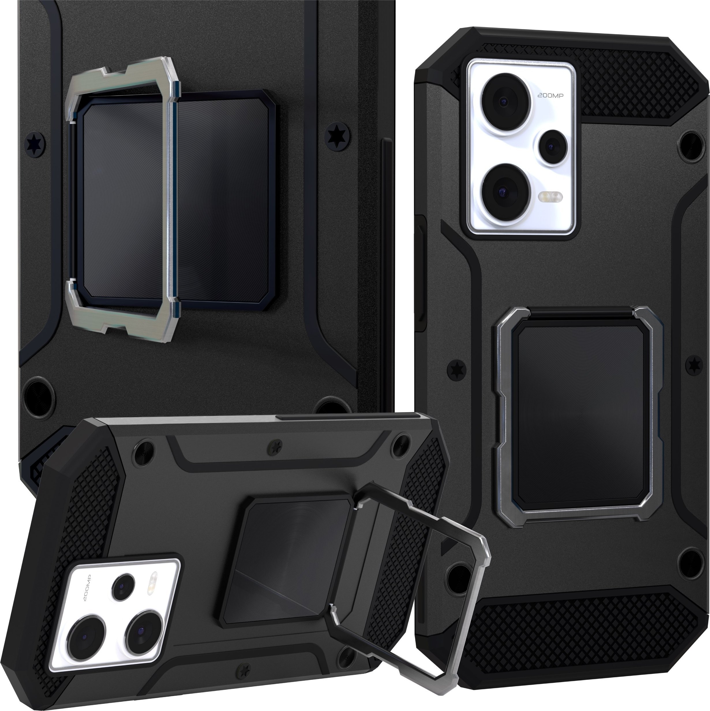 Etui Pancerne do Redmi Note 12 Pro Plus (Czarne, Plecki, Armor, Ring, Case)