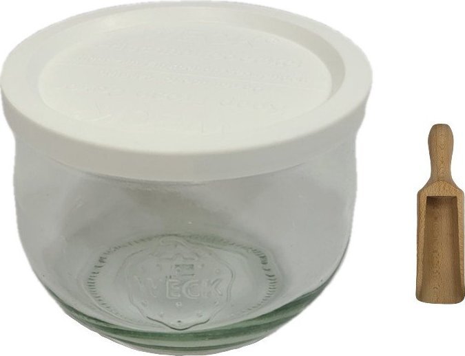 Wamar-Sosenka Zestaw Słoików WECK Pojemność 370 ml średnica 80mm 12sztuk + Plastikowe wieka, miarka