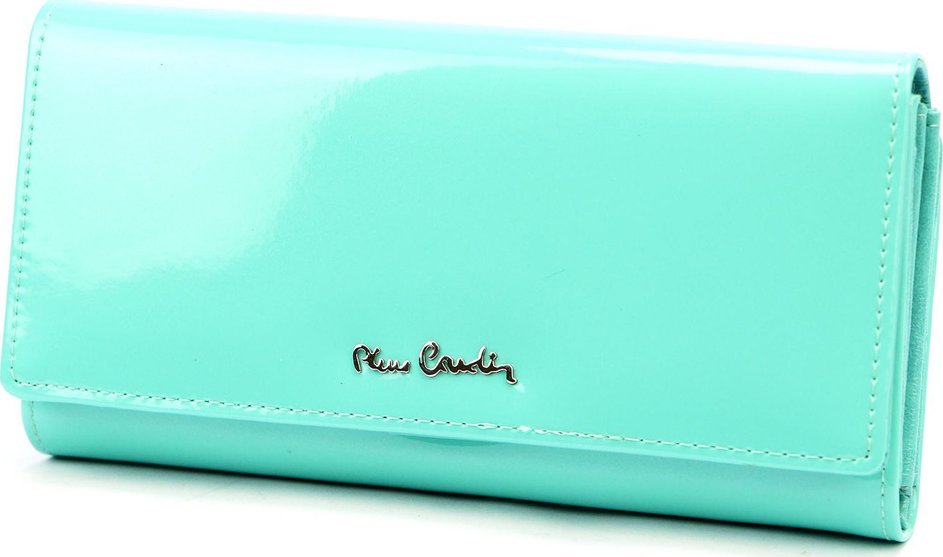 Portfel damski skórzany PIERRE CARDIN 07 SHINY 121 Turkus