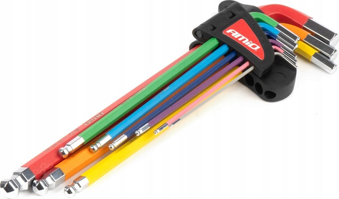 Klucze imbusowe hex z kulką extra długie imbusy zestaw 9 szt. amio-04299