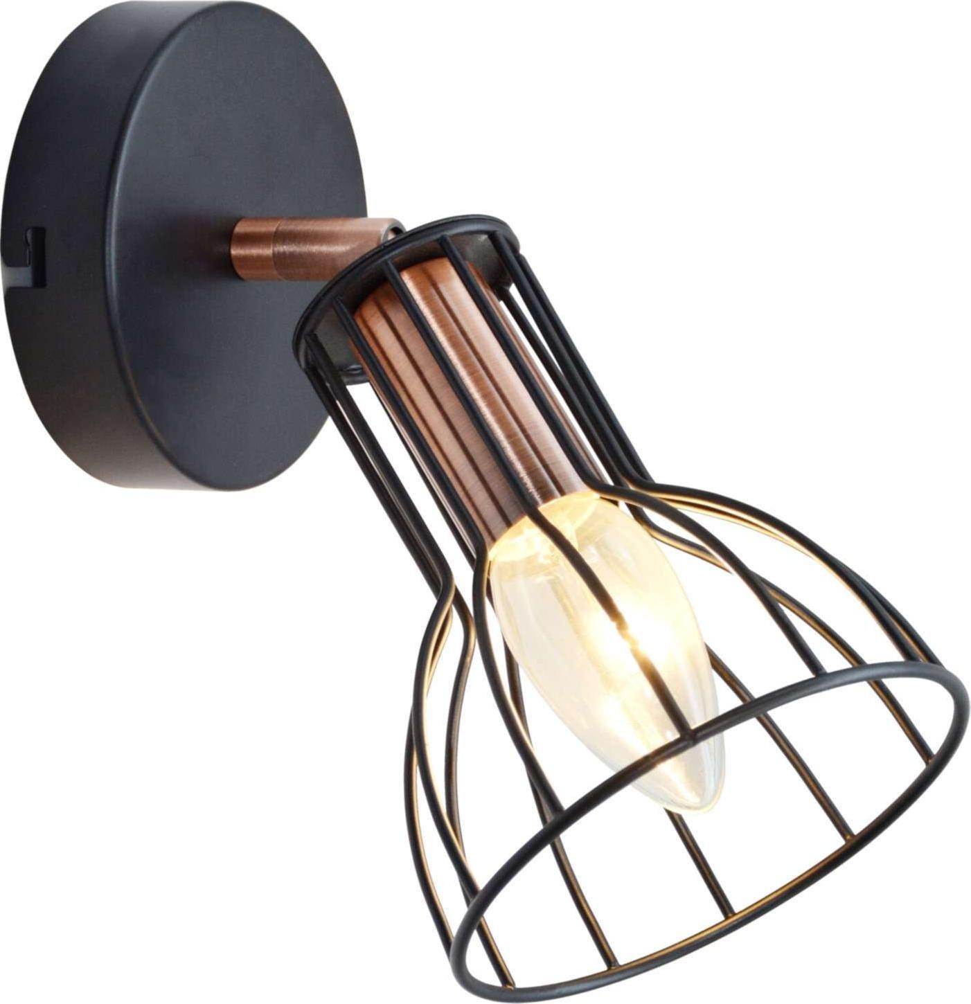 Kinkiet Polux Kinkiet LAMPA ścienna SOFIA 1 310934 Polux metalowa OPRAWA druciana regulowany plafon miedź czarna