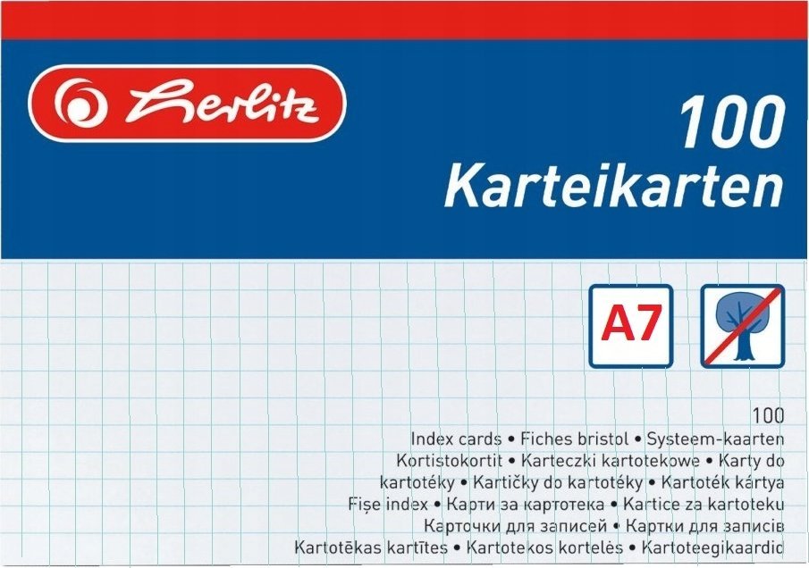 Herlitz Herlitz Karteikarte A7 kariert ws 100St hf eingeschweißt mit
