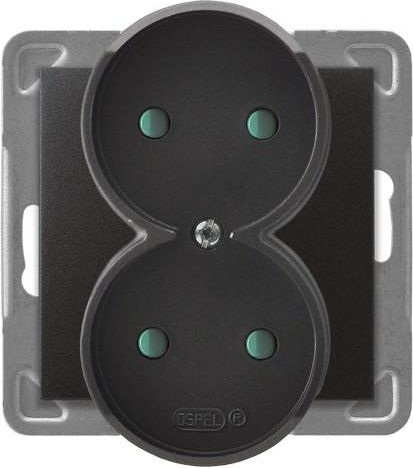 Ospel Gniazdo Impresja podwójne z przesłonami antracyt (GP-2YRP/m/50)