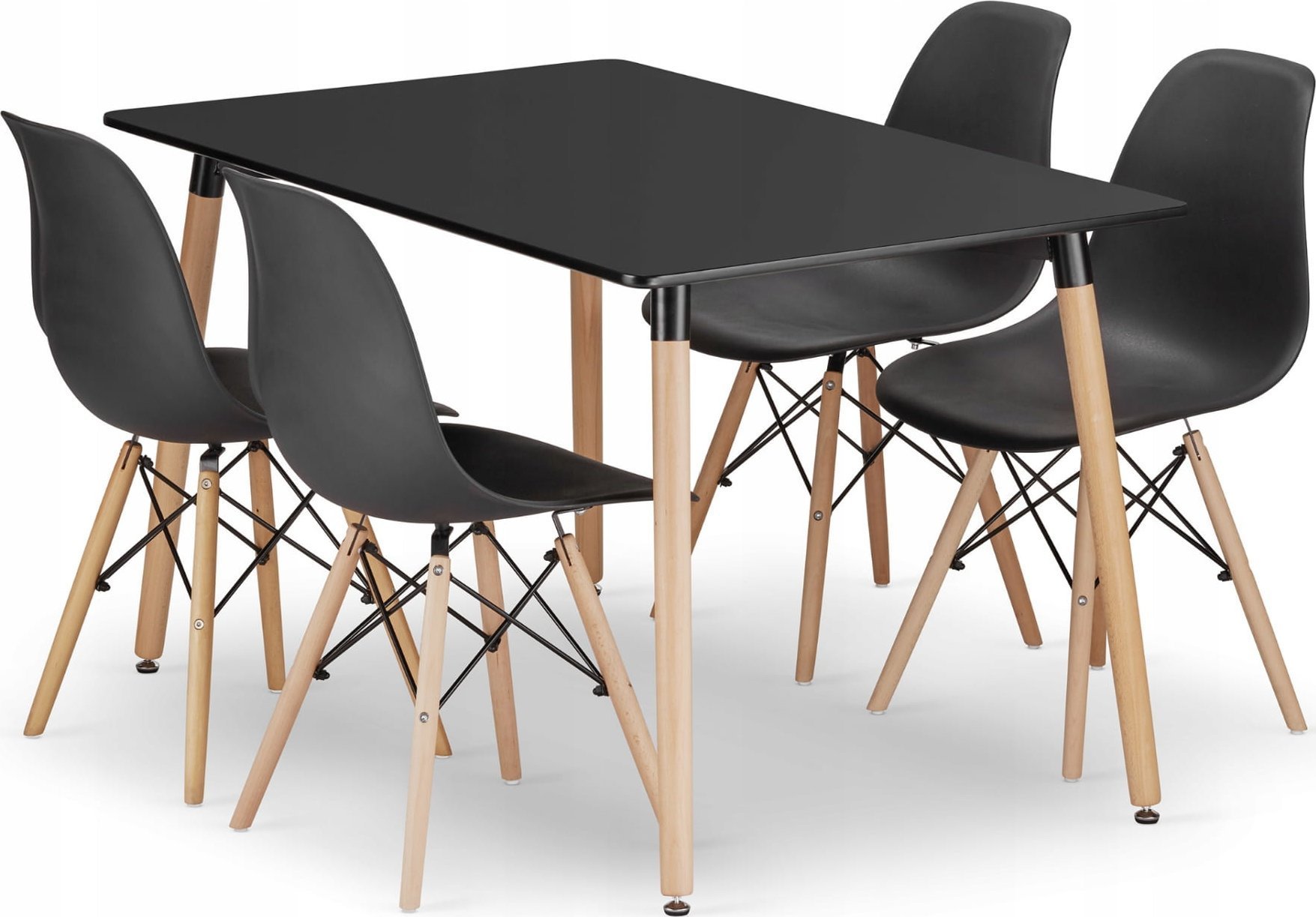 Leobert Zestaw stół prostokątny ADRIA 120x80 czarny + 4 krzesła OSAKA czarne