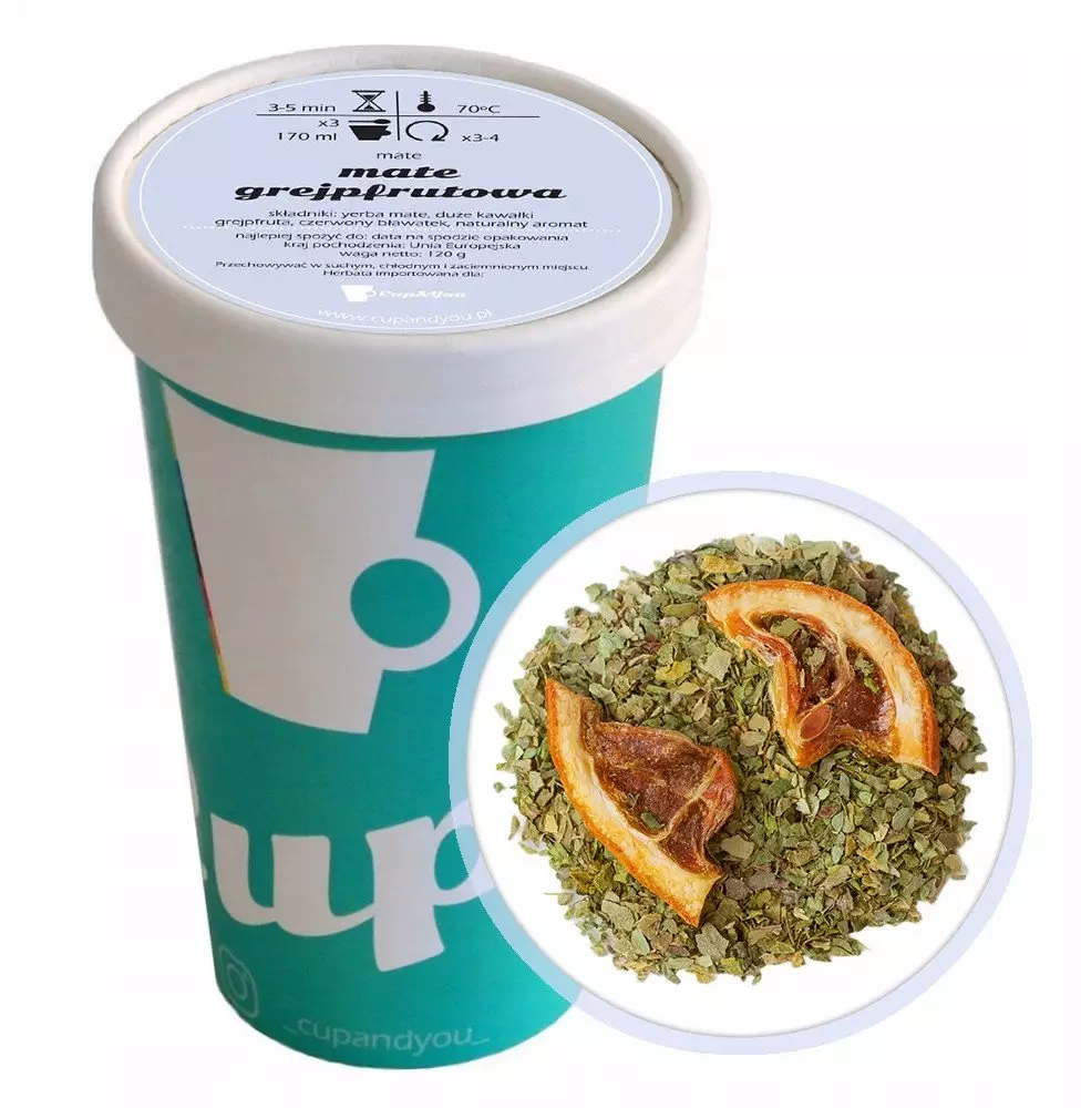 Liściasta sypana herbata YERBA MATE GREJPFRUTOWA bławatek120g premium - herbata liściasta sypana mieszanka napar susz