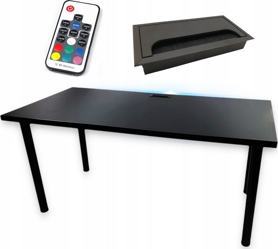 BIURKO GAMINGOWE CZARNE 120x60x36 LED PRODUCENT
