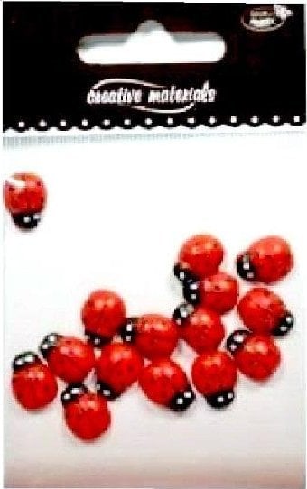 Biedronki drewniane czerwone 10x13mm 15szt