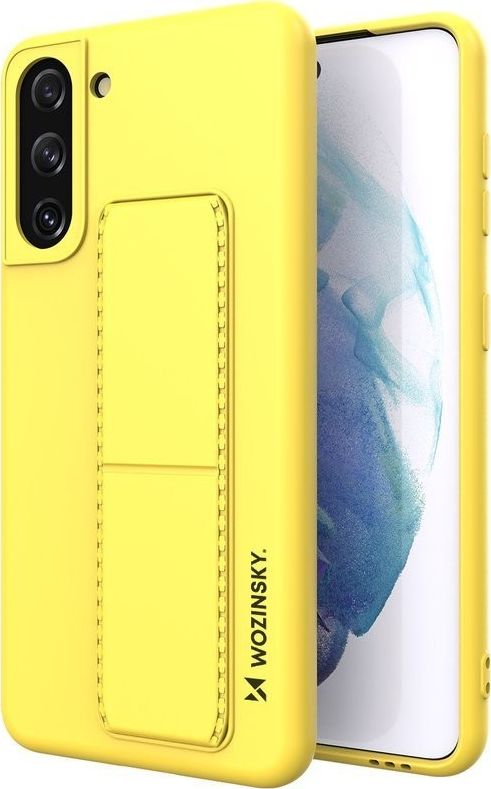 Wozinsky Kickstand Case elastyczne silikonowe etui z podstawką Samsung Galaxy S21+ 5G (S21 Plus 5G) żółty
