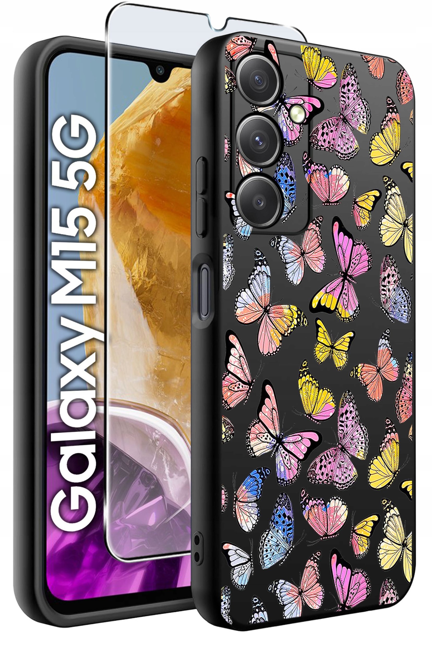 ETUI do Samsung M15 5G WZORY | SILIKONOWE MATT CASE + SZKŁO HARTOWANE 9H